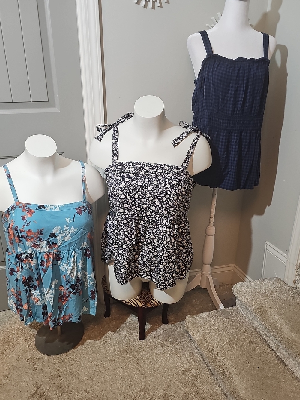 Torrid Set Of 3 Tops: Black & White, Navy Plaid, And Light Blue Floral